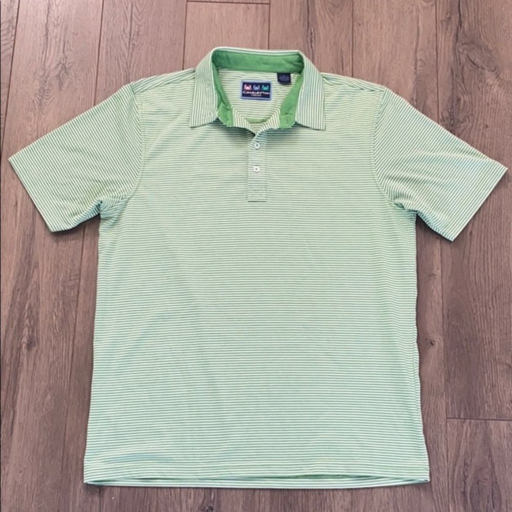 Charleston Threads Men's Green Stripe Polo Golf Shirt